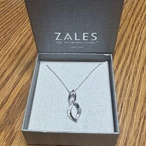 Zales Sterling Silver Twisted Pendant Necklace with Sparkling Diamond Accents